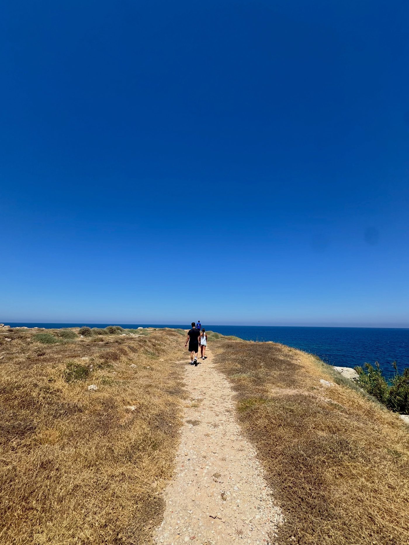 A coastal trail above the Mediterranean on a clear morning